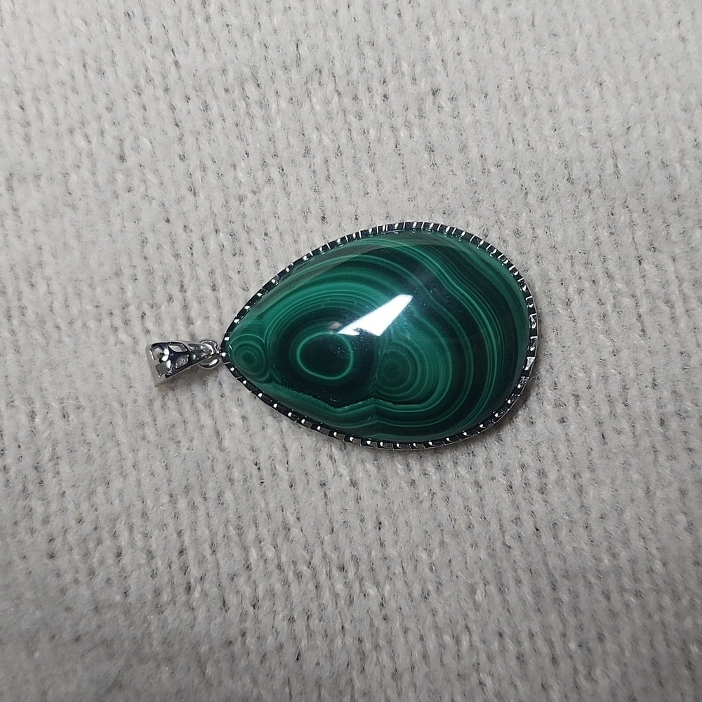 Malachite Pendant in metal allow setting